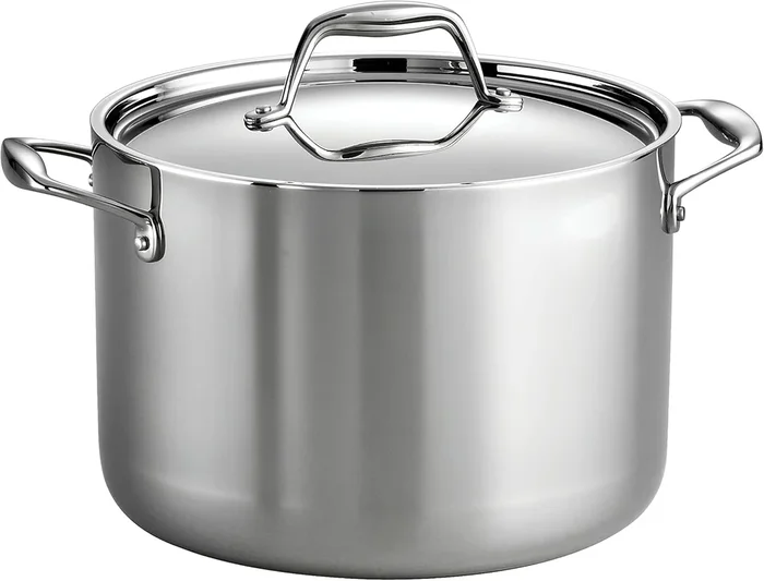 Tramontina Tri-Ply Clad Stainless Steel 8-Quart Stock Pot with Lid, Induction-Ready Pasta Pot, Dishwasher-Safe, NSF-Certified, Made in Brazil