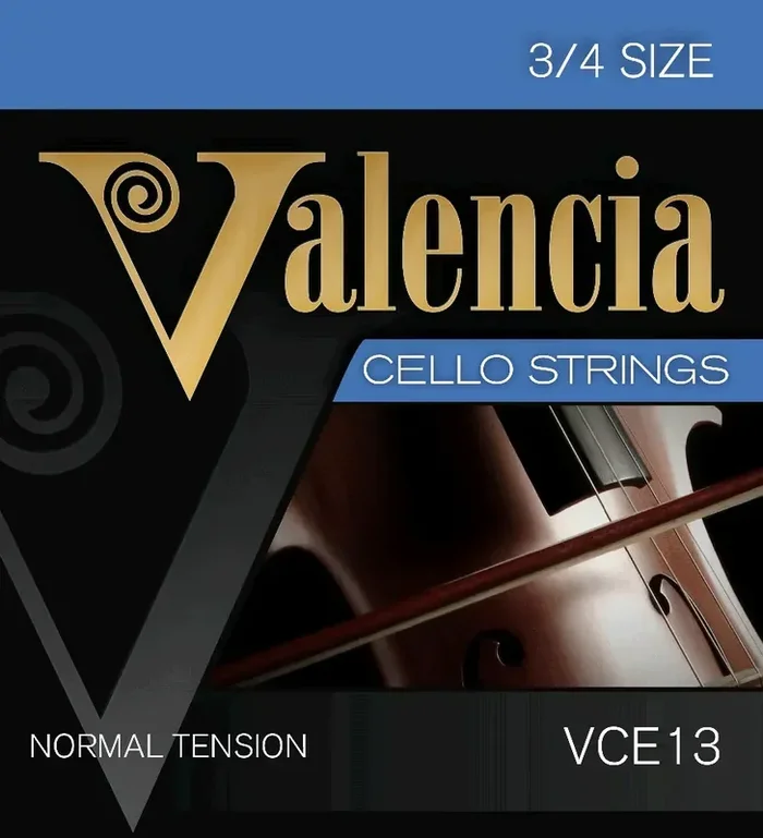 Valencia 3/4 Size Cello String Set – Steel Wound Ball End (VCE13)