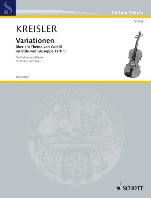 Variations On Theme Corelli Arr Kreisler Violin/Piano Book