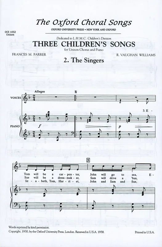 Vaughan Williams: The Singers from 3 Children’s Songs