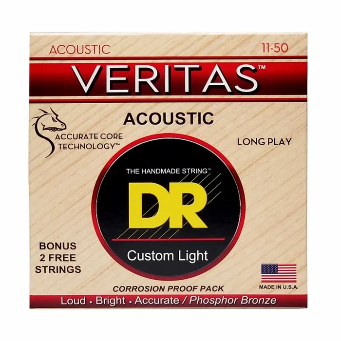 Veritas Coated Core Technology Acoustic Guitar Strings Custom Light 11-50