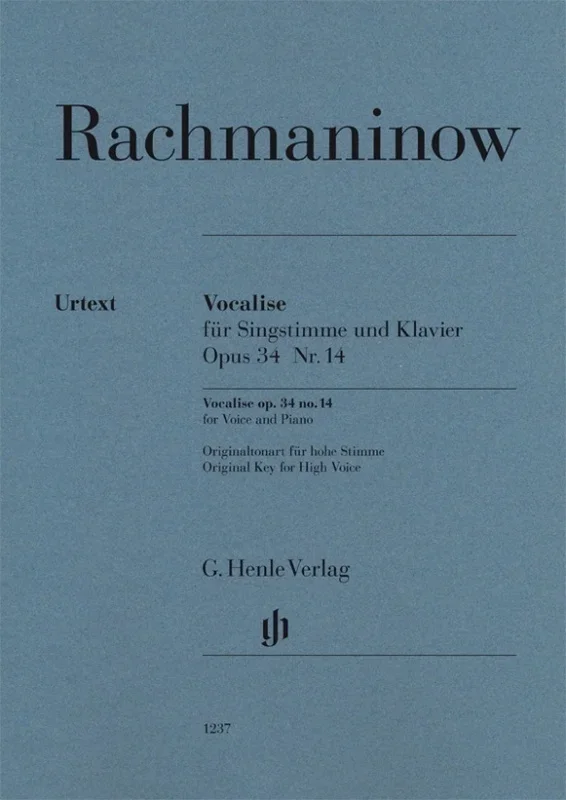Vocalise Op 34 No 5 High Voice (Softcover Book)