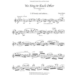 We Sing to Each Other – Alto Saxophone Unaccompanied