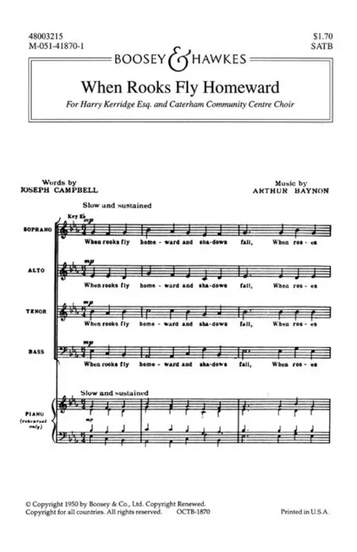 When Rooks Fly SATB Book