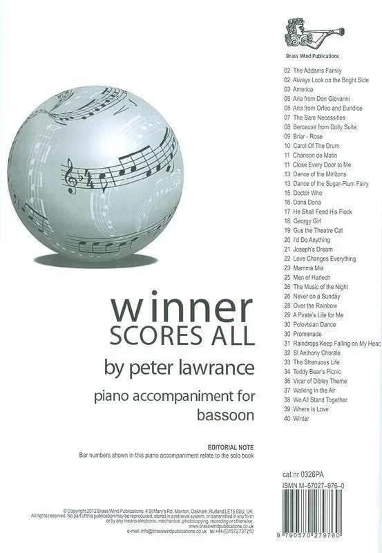 Winner Scores All For Bassoon Piano Accomp (Softcover Book)