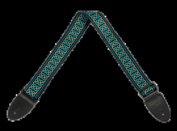 XTR 2 Inch Celtic Series Guitar Strap – Gold and Teal