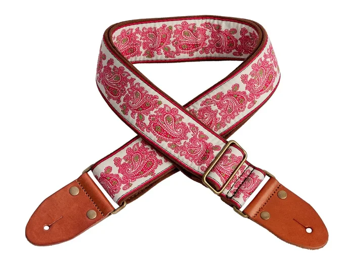 XTR Paisley pink & white 2 inch deluxe guitar strap. Paisley pink & white.