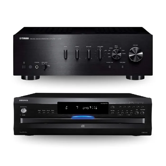 Yamaha A-S701BL Natural Sound Integrated Amplifier & CDC-3.4 Six-Disc CD Changer (Bundle)