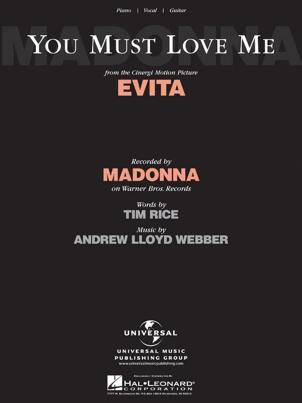 You Must Love Me (From Evita) PVG S/S (Sheet Music)
